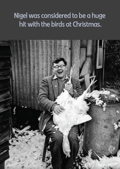 Funny Christmas Card - 1950s Black and White - Traditional Turkey created by Hello Sausage