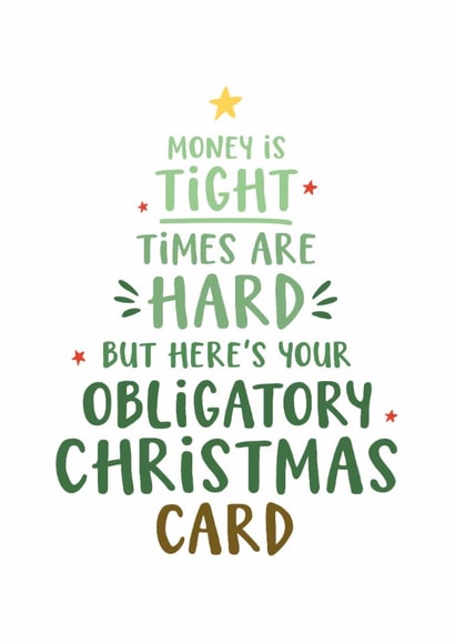 Funny Obligatory Christmas Card, Relatable Cheeky Christmas Tree Card created by Kreate Paper Co.