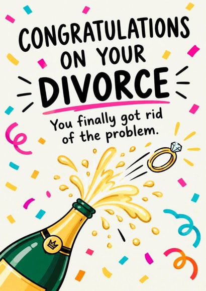 Funny Divorce Card for Friend – Congratulations on Your Divorce created by Oh Jeez!