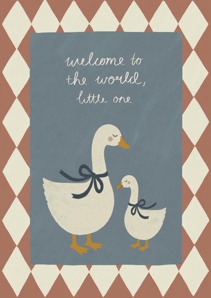 Cute New Baby Card - Welcome To The World Little One - Ducks created by Charlotte charlotteroyalart@outlook.com