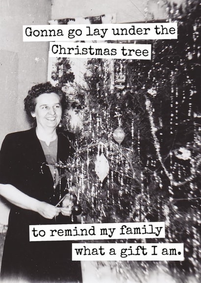 Funny Christmas Card for Family – I’m the Gift – Vintage Humour created by Raven's Rest Studio