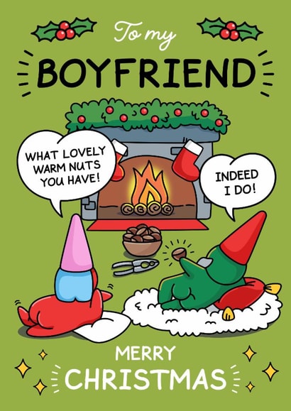 Funny Christmas Card - For Boyfriend - Warm Nuts created by Cheeky Legends