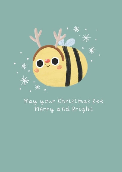 Cute Rudolph bee Christmas card - card for friend - pun card created by Becky Down