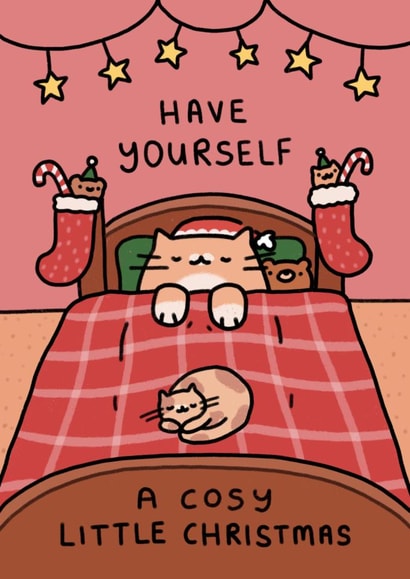 Cute Christmas Card - Have Yourself A Cosy Little Christmas - Cats created by Wren & Wilson