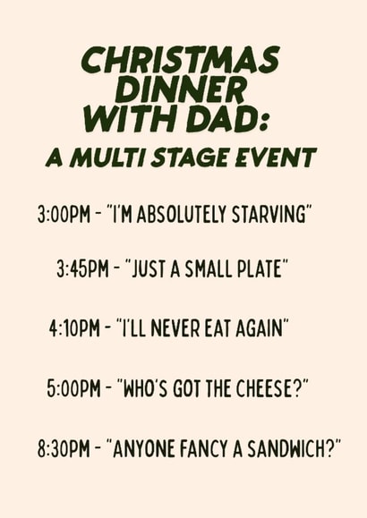Funny Card For Dad - Christmas Dinner: A Multi Stage Event created by Ink Icons