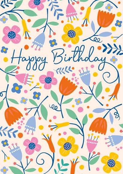 Pretty Birthday Card - Colourful Flowers created by Jane Farnham Designs