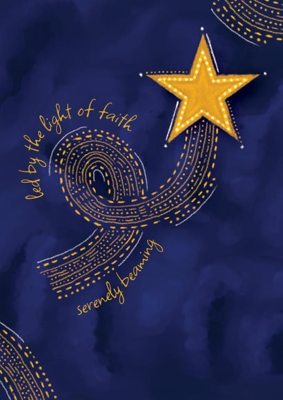Christmas card - O Holy night lyric - star christian Christmas card created by Philippa Elizabeth Illustration