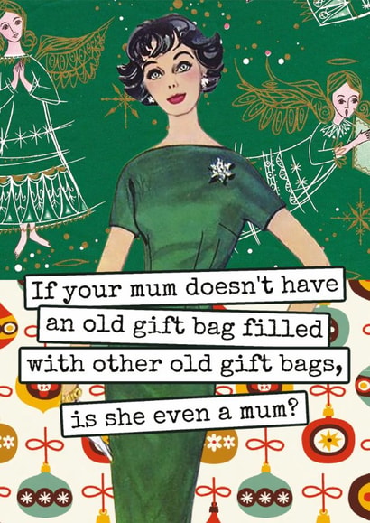 Funny Christmas Card - For Mum - Gift Bag Collection - Vintage Humour created by Raven's Rest Studio