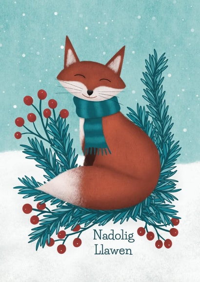 Welsh Christmas Card - Cute Fox - Nadolig Llawen created by Kirsty Miller