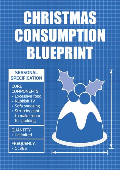 Funny Christmas Pudding Card - Cheeky Christmas Blueprint - Festive Food Coma created by Versed Aid