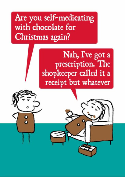 Funny Christmas Card for Chocolate Lovers - Cheeky Chocoholic - Festive Food created by Versed Aid