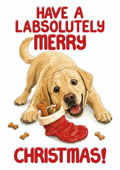 Funny Christmas Card For Labrador Owners - Labsolutely Merry Christmas created by Louise Burgoyne