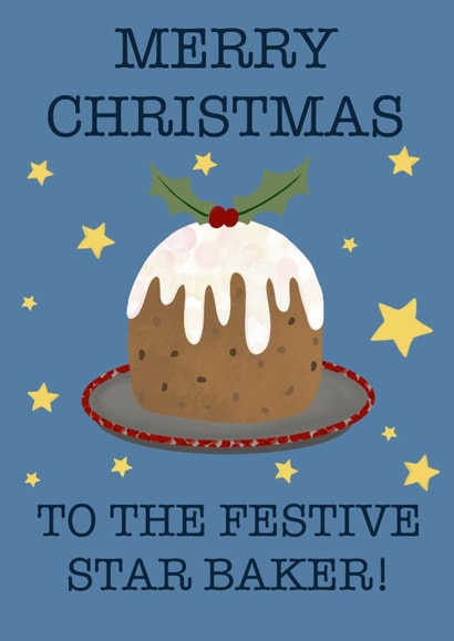 Cute Christmas card for Great British Bake Off lover – Festive Star Baker created by Pen & Pickle