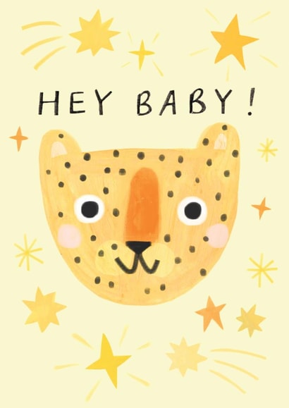 Cute Baby Leopard Card for New Arrival Baby Birth Stars created by Chinchi Things