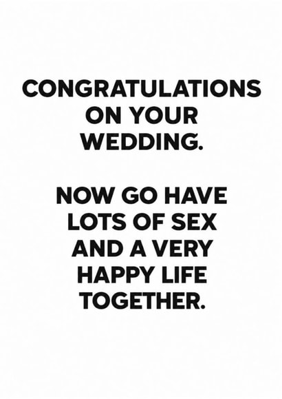 Funny Wedding Card for Couple – Have Lots of Sex & a Happy Life Together created by Amy Corlett
