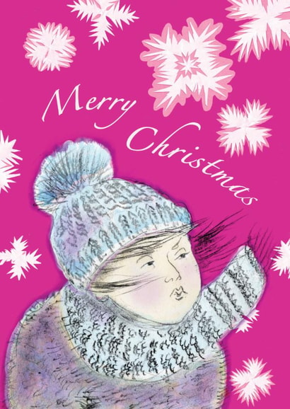 Christmas - snow - snowflakes - pink - nostalgic created by Amy Hunter