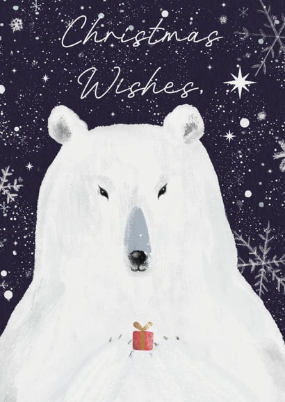 Cute polar bear classic Christmas wishes card - winter wonderland - for family created by Victoria Lucy Williams