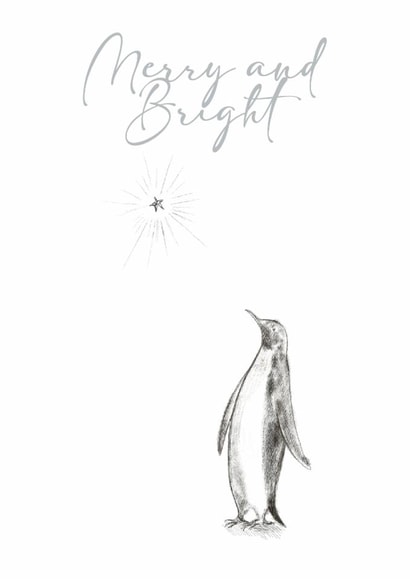 Christmas card classic drawing - penguin illustration - for friend or family created by Victoria Lucy Williams