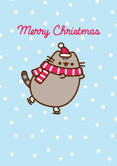 Cute Christmas Card - Pusheen - Ice Skating created by Hype Cards