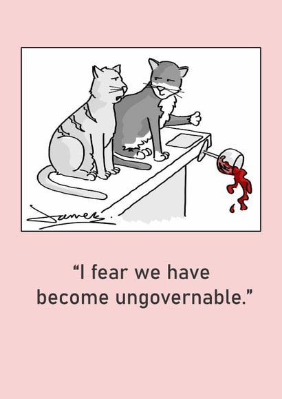 a funny cat card for your friend who breaks the rules created by James  Mellor 