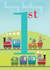 1st birthday card, happy 1st birthday, train, cute and funny created by Kali Stileman