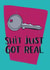 Rude House Key New Home Card - Shit Just Got Real created by Lucy Maggie Designs