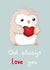 owl chick Valentines Day Card 1756 created by Katie Corrigan