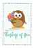 owl flowers Thinking of you Card 7488 created by HC Illustrations