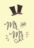 Mr and Mr top hat card - illustrated card created by Ariane Vieira
