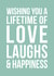 Cute Typography New Home Card - Wishing You A Lifetime Of Love Laughs & Happiness created by Doodlelove