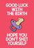 RUDE, FUNNY GOOD LUCK CARD FOR NEW BABY, BABY SHOWER,  PREGNANCY, EXPECTING  created by Thirty Mussels