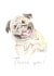 Happy Watercolor Pug Dog Illustration Thank You Card created by Wandering Laur