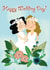 Same sex, female, wedding day card - blue and floral. created by Curtis Allen