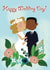 Happy wedding day - floral cartoon wedding card created by Curtis Allen