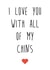 Funny Chins Typography Anniversary Card / Valentines Day Card - Double Chin - I Love You With All My Chins created by Fabulously Framed