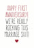 Rude Typography Anniversary Card - 1 Year - Marriage - Happy First Anniversary! We're Really Rocking This Marriage Shit! created by Purple Tree Designs