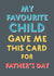 Funny Typography Fathers Day Card - Dad - Favourite Child - My Favourite Child Gave Me This Card For Father's Day created by Wink Design - Michelle Roberts
