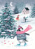 Classic Christmas Card - Penguins - Skating - Winter Scene created by Louise Tiler