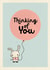 balloon bunny Thinking of you Card 3295 created by Cathy Haworth