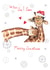 To The One I Love - Merry Christmas Card - Giraffes - Cute - Santa Hat - Animals - Partner created by SABIVO Design by Sabina