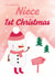Cute Christmas card- For Niece- Snowman themed created by Juniper and Rose Studio