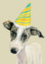 party hat whippet Birthday Card 1515 created by DECKLED EDGE LTD