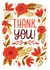 Classic Thank You Card - Red Flowers with Gold Foliage and Friendly Lettering created by Kay Wolfersperger