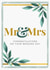 Green and gold Mr & Mrs weding day card created by Gillian Ayre