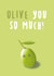 Olive green 'I love you' card created by Tom Boote
