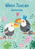 Toucan wedding card - blue font and background. created by Dinky Rouge