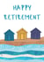 Happy Retirement beach huts coastal card created by NaviStitch
