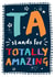 Cute Teaching Assistant Typography Thank You Card - TA - Totally Amazing - TA Stands For Totally Amazing created by Bow & Bell