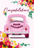 Wedding Congratulations Card with Classic VW Beetle Wedding Car & Pretty Flowers created by Diva Doodle Designs