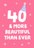 40 & more beautiful than ever Birthday card created by tea please
